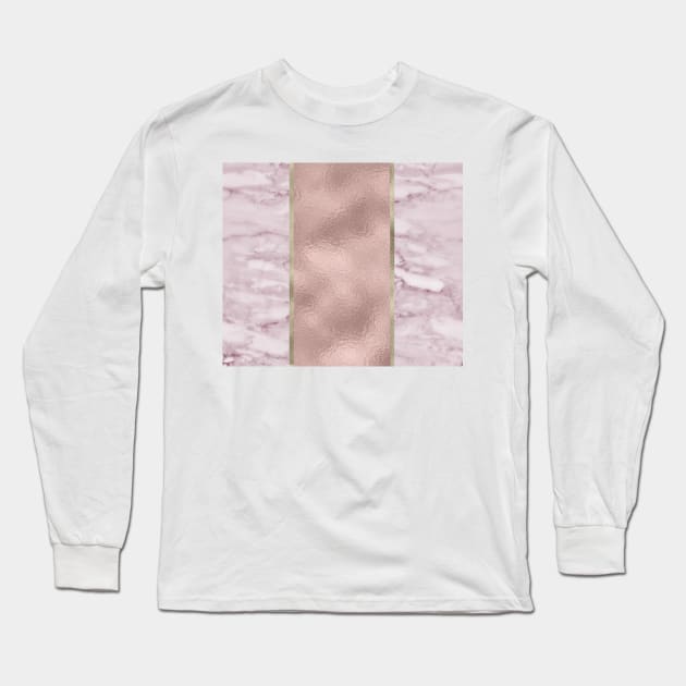 Carino Rosa marble - rose gold stripe Long Sleeve T-Shirt by marbleco